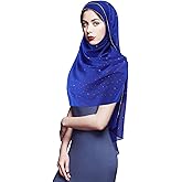 Geyoga Hijab Scarf for Women Soft Chiffon Rhinestone Long Scarf Shawl Fashion Muslim Hijab Head Wrap Scarves