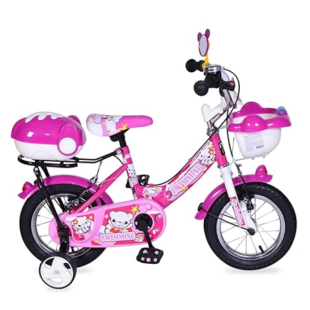 Byox Kinderfahrrad 12 Zoll 1282 rosa mit Stützräder, Fahrradklingel, Korb, ab 3 Jahre