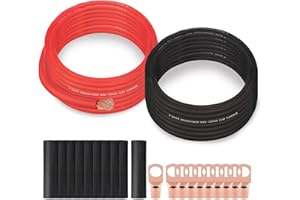 8 Gauge Wire (25FT Each, Black/Red) SGANGCAR True Spec Power Ground Wire Cable with 20 Lugs, 20 Heat Shrink Wrap,Copper Clad Aluminum CCA,for Power/Auto,Amplifier,Car Audio Speaker,Ground Cable
