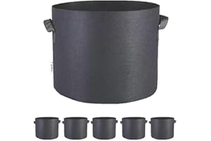 5-Pack 7 Gallon Grow Bags Heavy Duty 300G Thickened Nonwoven Plant Fabric Pots with Handles, Grow Pots, Plant Bags, Aeration 