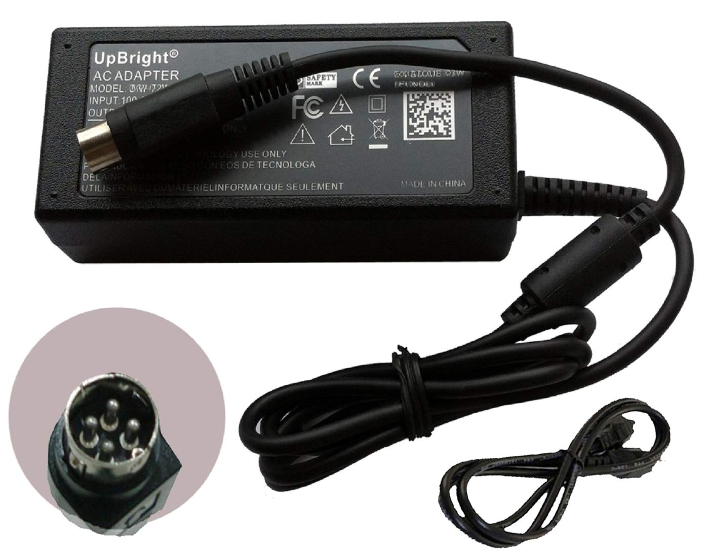 UpBright 4Pin 12V 5A AC/DC Adapter for CD Coming Data