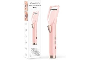 ACAVADO Heated Eyelash Curler Premium PRO - Fast Heat up in 8s - 24 Hours Long Lasting - Rechargeable Electric Eyelash Curler with Type-C, Innovative L Silicone, 2 Heat Modes, Anti-Burn Eyelid, Pink-AA