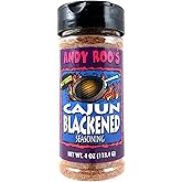 Andy Roo's Cajun Blackened Seasoning, 4 Ounce Shaker (Salt-Free Blend).