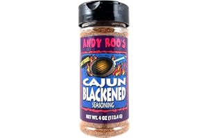 Andy Roo's Cajun Blackened Seasoning, 4 Ounce Shaker (Salt-Free Blend).