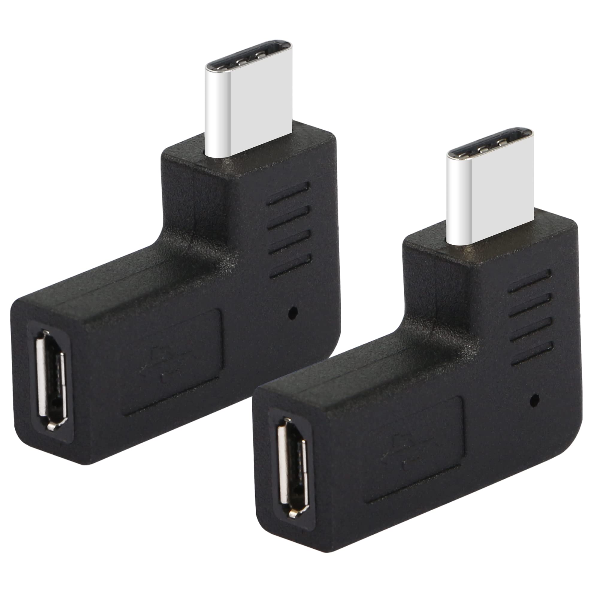 GELRHONR 90-Degree USB C to Micro USB Adapter (Right Angle, 2-Pack) for Charging & Data Transfer