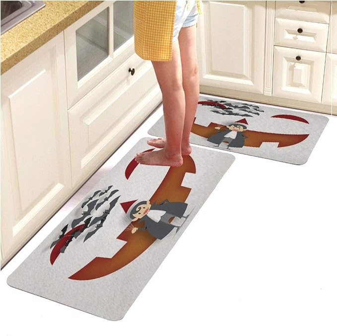 Microfiber Kitchen Rug Runner Set 2 Piece Non Slip
