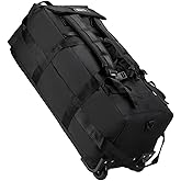 Rolling Duffle Bag with Wheels, 92L 34” Folding Duffle Backpack Soft-Sided with 2 Wheels, 6-way Carry-On Large Travel Bag Men/Women Multiple Pockets for Long Trip, Black