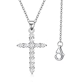 Aocelly Sterling Silver Cross Necklace,5A CZ Diamond Infinite Elements,18"+2" Silver Chain,Classic Cross Faith Jewelry Gifts for Daughter Wife Sister Friends