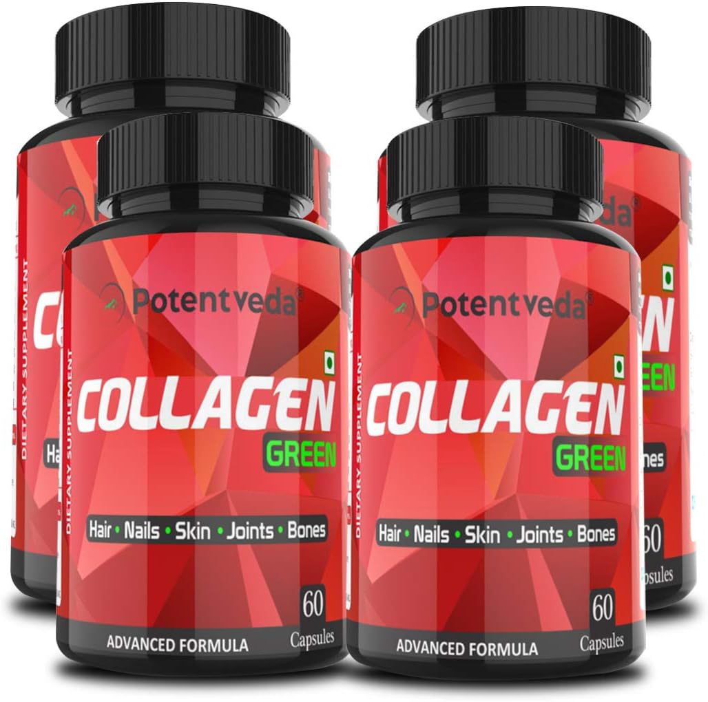 Potentveda Natural Advanced Collagen Support Formula for Skin, Nails & Hair Vegetarian Collagen generator Supplement 60 Capsules for Men & Women (4)