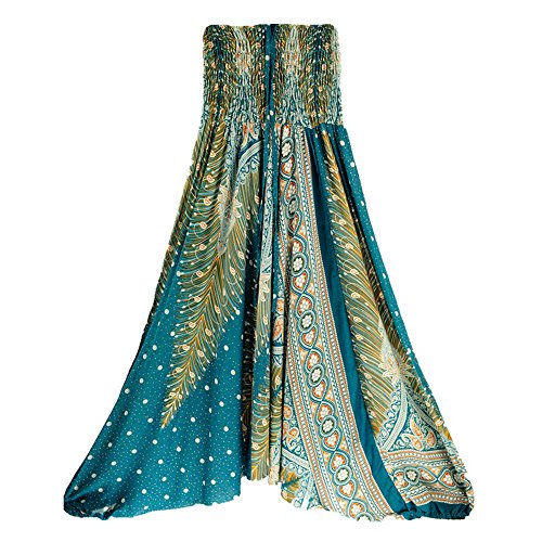CSSD Women {Thai Harem} Trousers {Boho Aladdin} Jumpsuit {Harem Pants} {Hippy Smock} {High Waist} {Yoga} Pants (Free Size, Green)