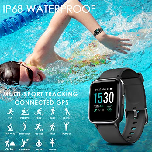 CHEREEKI Fitness Tracker, Fitness Watch with Heart Rate Monitor Waterproof IP68 1.3'' Color Screen Smartwatch, Stopwatch, Step Counter, Sleep Monitor Activity Tracker for Men Women Kid (Black 1) - Thumbnail 2
