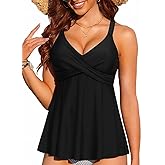 Women Underwire Tankini Top - Flowy Swimsuit Top Only Cross Back Twist Bathing Suit No Bottom 2025