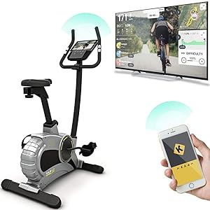 Bluefin Fitness TOUR 5.0 Exercise Bike | Home Gym Equipment | Exercise Machine | Kinomap | Live Video Streaming | Video Coaching & Training | Bluetooth | Smartphone App | Black Grey Silver
