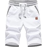 Big Boy's Casual Shorts Summer Cotton Classic Fit Drawstring Elastic Waist Beach Shorts with Pockets