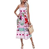 Women Floral Printed Y2k Halter Maxi Dress Boho Spaghetti Strap Backless Sundress Summer Flowy Sleeveless Long Dress