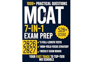 MCAT Exam Prep: The All-in-One Complete Guide with 5 Full-Length Practice Tests, 1000+ Questions, and a High-Yield Topics Str
