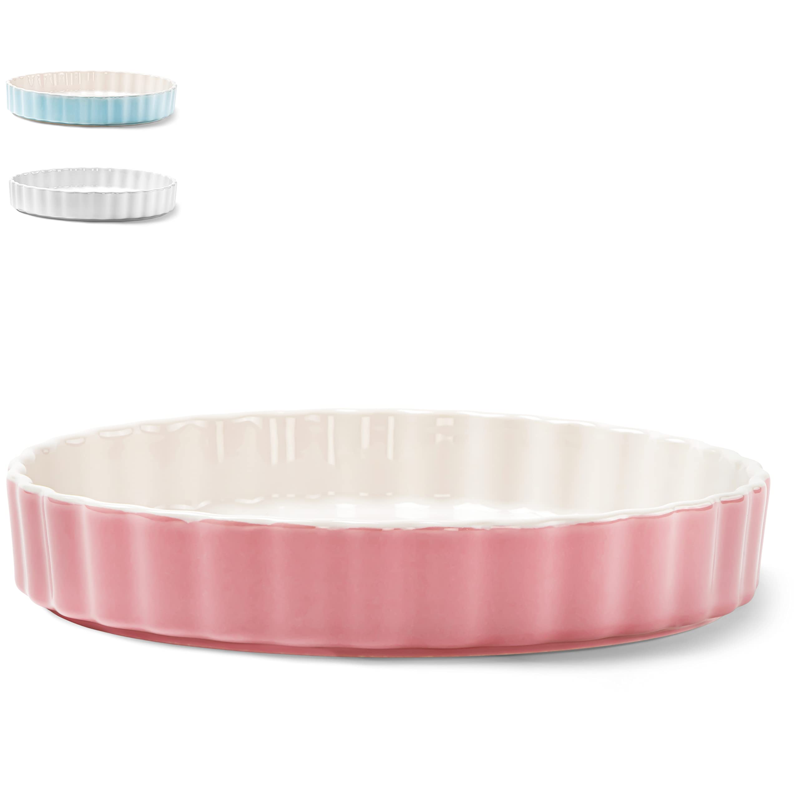 KIVY Ceramic Quiche & Tart Mould - 28 cm, Pink, Non-Stick, Round, 1.76 kg, Oven & Dishwasher Safe