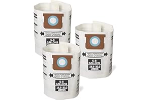 FDHF 3 Pack Replacement Filter Bags 5-8 Gallon for Shop Vac Vacuum Type E - 9066100 90661 906-61, Type H 90671 9067100 9067133; VF2004, VHBS VDBS HEPA Vacuum Cleaner, White