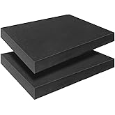Black Polyurethane Foam Inserts for Cases, 2 Pcs 16 x 12 x 2 Inch, Cuttable Packing Padding for Tool Box, Camera, Crafts and Storage