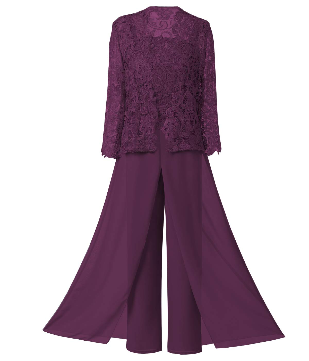 Women's 3 Pieces Elegant Lace Mother of Bride Dress Pant Suits Half