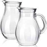 Leinuosen 2 Pcs Glass Pitcher Elegant Shaped Glass Tea Pitcher Coffee Milk Creamer Pitchers Creative Milk Frothing Pitchers Frother Cup Creamer Jug(250 ml,Elegant Style)