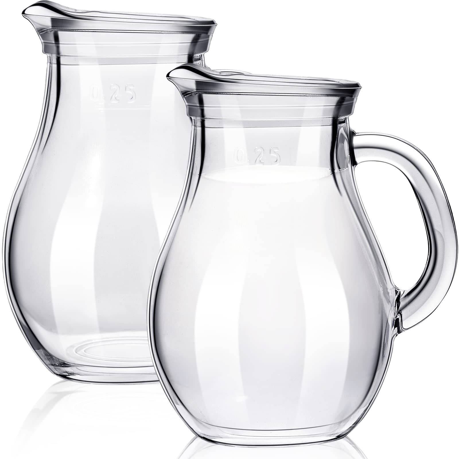Photo 1 of Leinuosen 2 Pcs Small Glass Creamer Pitcher with Spout Milk Frothing Pitcher Elegant Shaped Glass Coffee Tea Milk Creamer Jug Creative Milk Frother Cup (Elegant Style,250 ml)