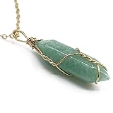 QBSPORTS Colgante de Piedra Natural de Cuarzo Cristal Hexagonal Wire Wrap curaci