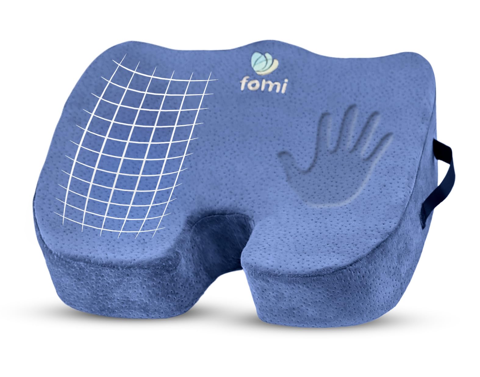 FOMI Extra Thick Firm Coccyx Orthopedic Memory Foam Seat Cushion | Black Large Cushion for Car or Truck Seat, Office Chair, Wheelchair | Back Pain Relief