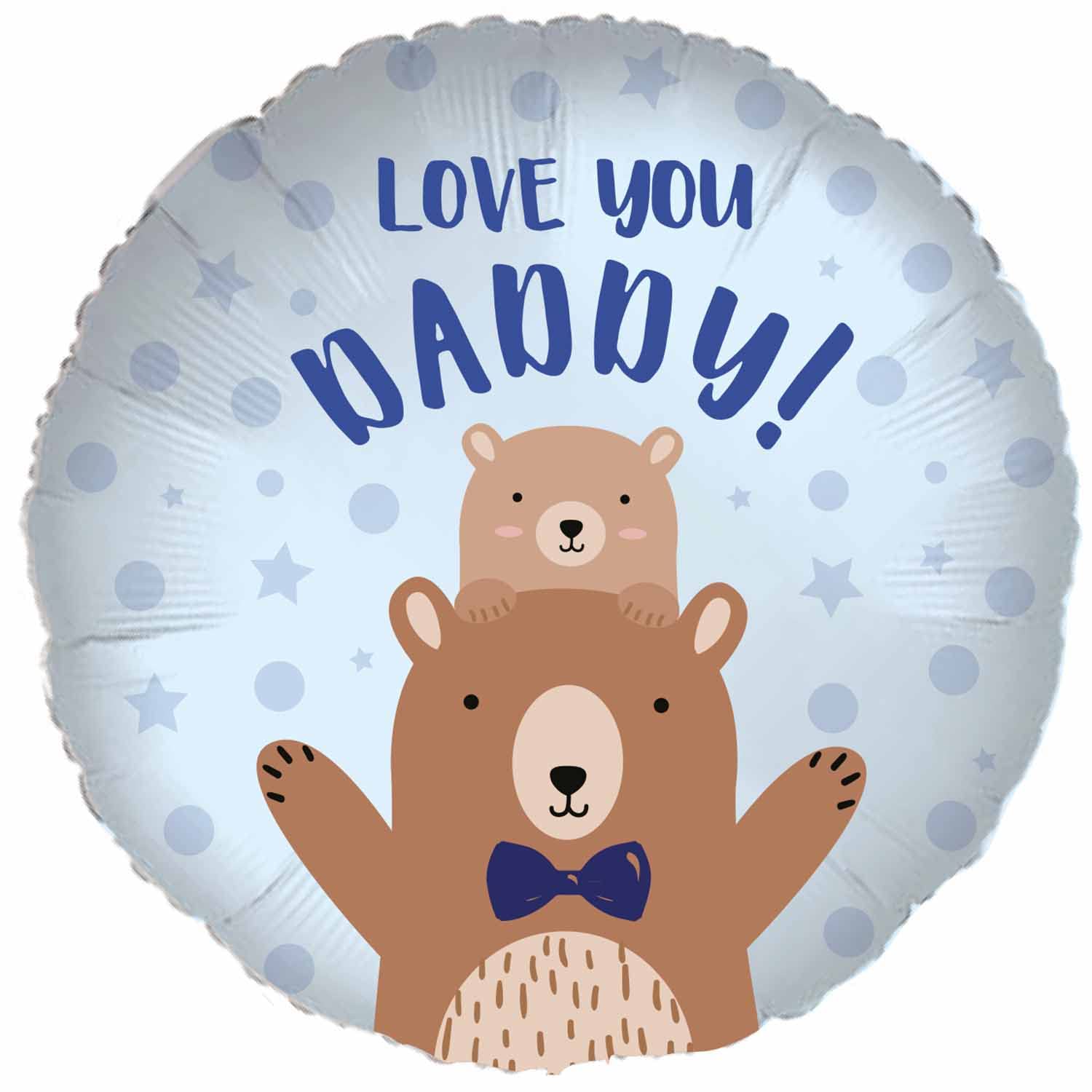 amscan 9917134 - Round Shape Father's Day "LOVE YOU DADDY" Bear Foil Party Balloon