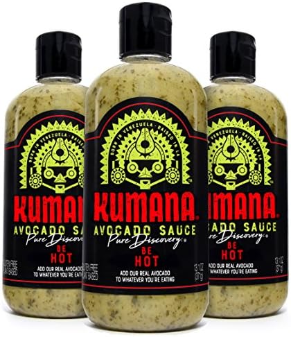 Kumana Avocado Sauce | Be Hot | No Added Sugar | Made with Real Avocado, Mango &amp; Habanero | Gluten Free &amp; Non-GMO | 3 Bottles