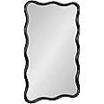 Kate and Laurel Talma Modern Scalloped Rectangle Wall Mirror, 24 x 36, Black, Rectangular Wavy Mirror for Use as Bathroom Mirror for Over Sink or Cute Nursery Mirror
