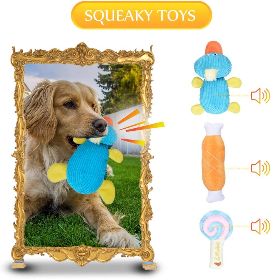 Kitchen & Dining : Oziral Puppy Toys, [7 Pack] Braided Small Dog Toys Set, Cute Duck Plush Squeaky Toys for Puppies Teeth Cleaning, 100% Natural Cotton Interactive Ropes Chew Toys for Puppy Playing, Non-Toxic and Safe : 