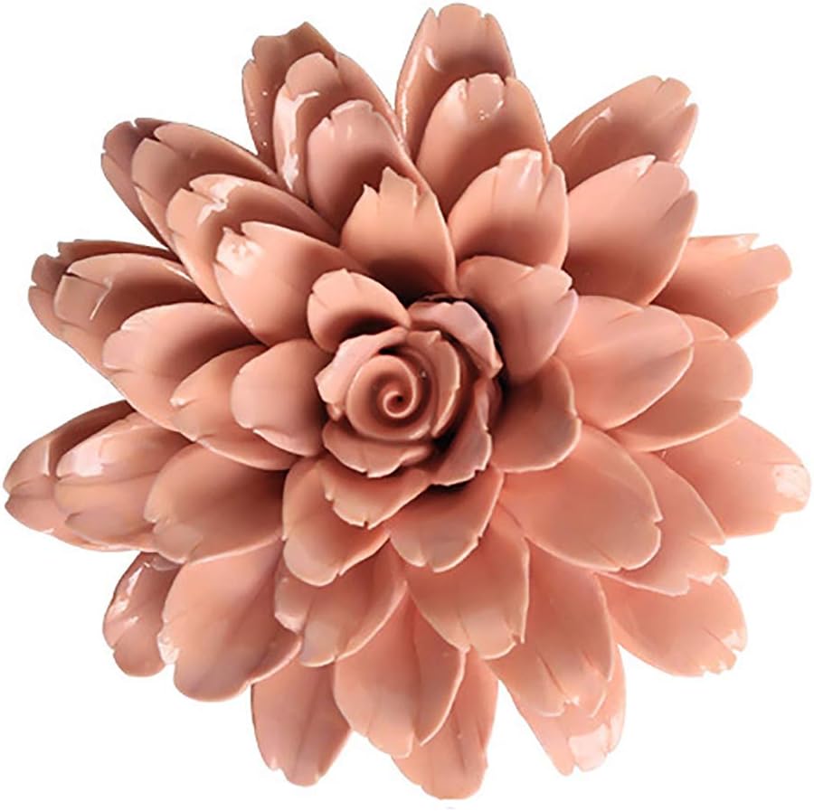 ALYCASO Peony Ceramic Flower Wall Décor Artificial 3D Flower Wall Art for Living Room Home Hallway Bedroom Kitchen Farmhouse Bathroom Dining Room, Orange, 4.72 inch