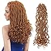 Eerya 6 Packs Goddess Locs Crochet Hair 18 Inch Curly Faux Locs Crochet Braiding Hair Extensions for Women Synthetic Pre-looped Wavy Goddess Faux Locs Crochet Hair(18Inch, 27#)