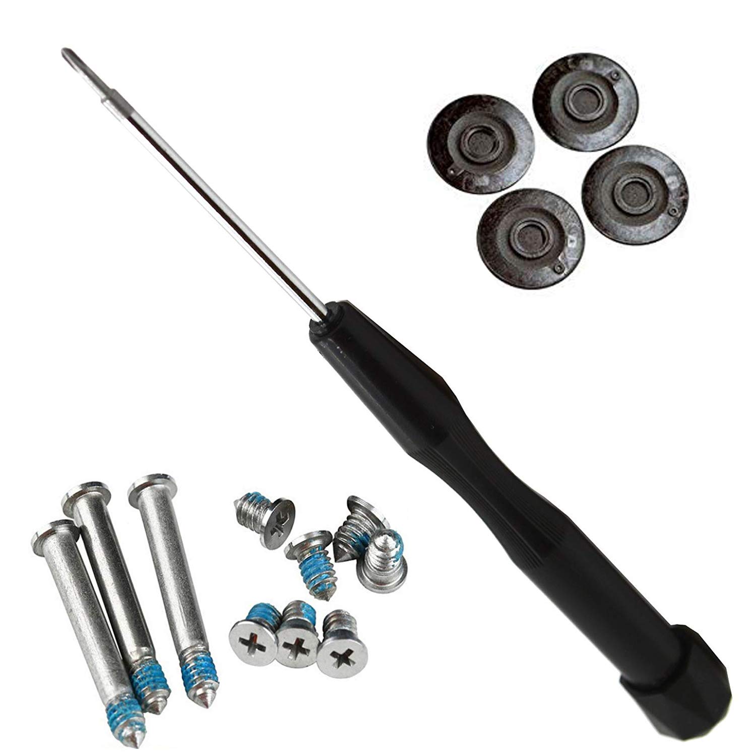 TB® Replacement For A1278 A1286 A1297 13 15 17 Bottom Case Foot/Feet 4pc + 10 Bottom Case Screws + Magnetic Screwdriver Kit Set