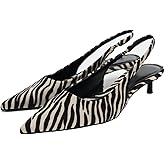 Cantianshu Fashion Leopard Print Slingback Pumps Shoes for Women Pointed Toe Kitten Heels