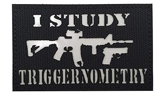 VEELKROM Reflective Morale SWAT Infrared IR Patches Funny Gun Badge Tactical Military Army Uniform Fastener Hook and Loop Emblems for Jackets Jeans Caps Backpacks - I Study Triggernometry (Black)