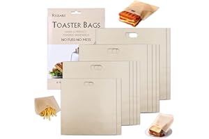 AITUOSI 12 Pack Toaster Bags Reusable for Grilled Cheese Sandwiches Panini Snacks, 4 Sizes Toasted Sandwich Bags, Non Stick Washable Toastie Bags for Toaster Microwave Grill