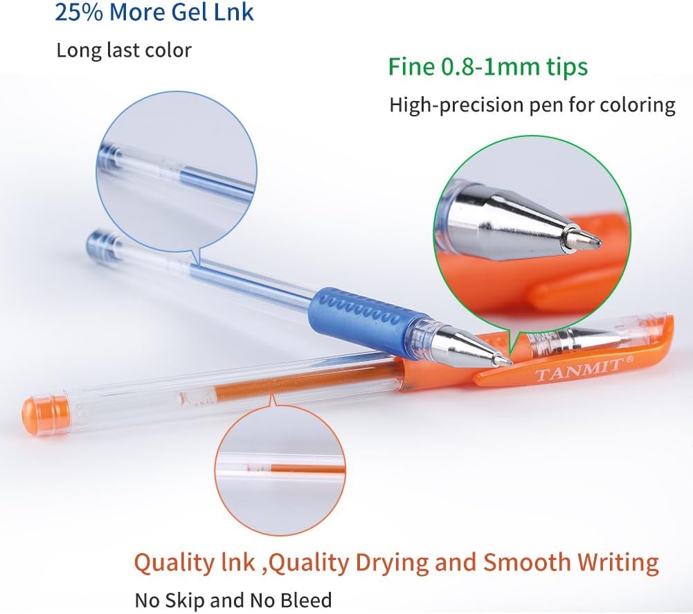 Tanmit Gel Pens Set Colored Pen Fine Point Art Marker Pen 36 Unique Colors for Adult Coloring Books Kid Doodling Scrapbooking Drawing Writing Sketching Highlighter Pens