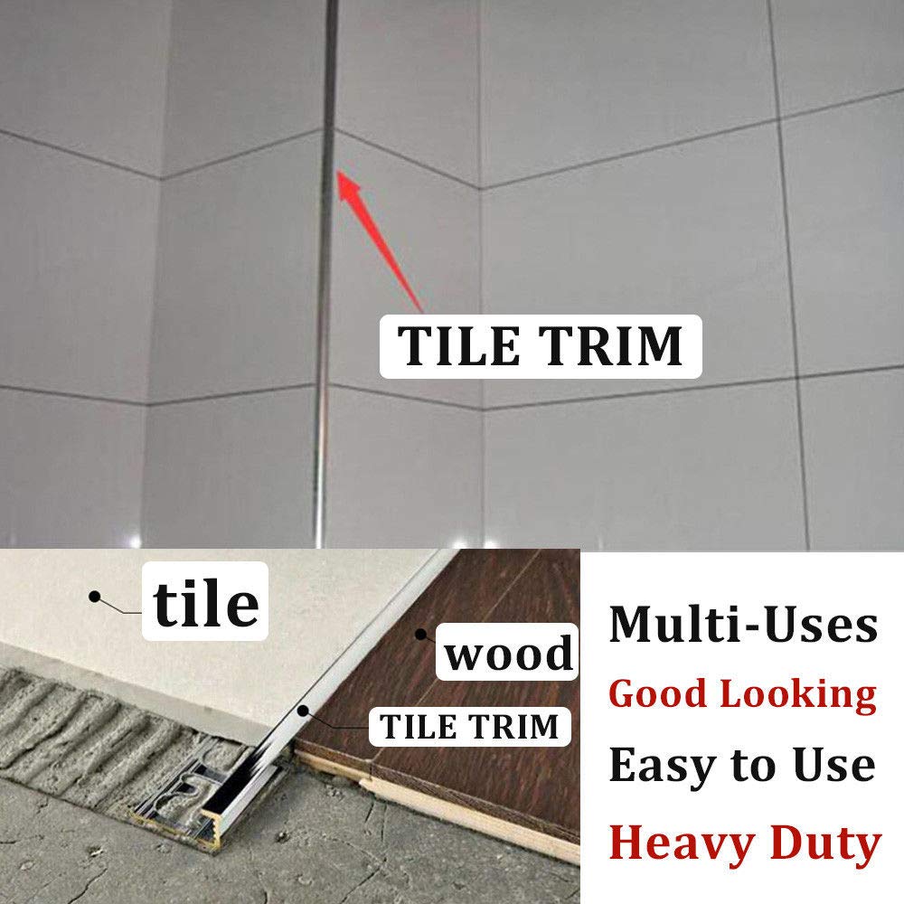 Tile Trim 8mm Aluminium Chrome L Shaped 10pcs Heavy Duty 2.44m/pcs Tile