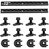 Vandrabase Aluminum L Track, 2PCS 12 Inch L Track Rail with 4 End Caps and 8 Double Lug Threaded Nuts for Securing Motorcycles, ATVs, Dirt Bikes, Utility Tractors, and More, for Trucks, Vans, Trailers