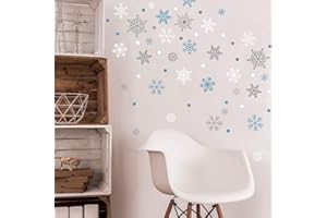 Paper Riot Co. Peel-and-Stick Assorted Snowflake Frozen Theme Holiday Vinyl Wall Decal Set, 186 Count