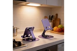 360° Rotating Adjustable Desktop Phone Stand – Universal Metal Cell Phone Stand,Foldable and Sturdy,for All Smartphones Work 