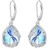 WINNICACA Valentines Day Gifts for Her Moonstone Earrings for Women Sterling Silver Moonstone Dangle Leverback Earrings Jewelry Gifts for Wife Mom Her