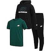 New Balance Boys Jogger Set - 3 Piece Outfit with Pullover Hoodie, Graphic Tee & Boys Jogger Pants - Athletic Outfit (4-12)