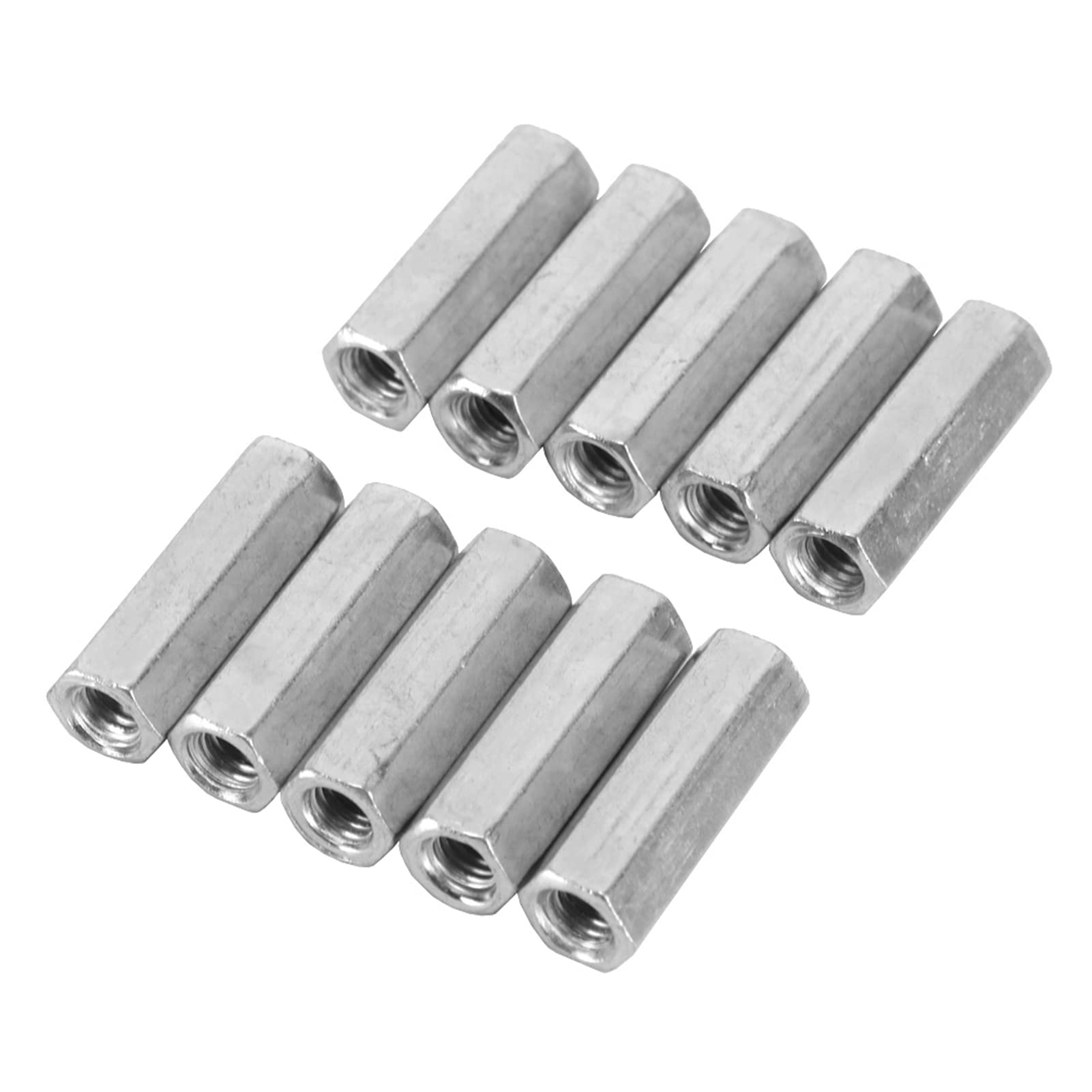 Pack of 10 Spacers Galvanised Carbon Steel Long Hexagonal Nut Screw Connection Nut Industrial Construction Fasteners (M6 x 30)