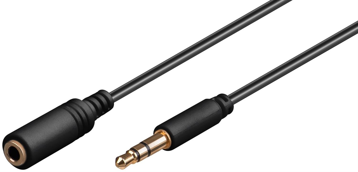 Goobay 97120 Headphone and Audio AUX Extension Cable, 3.5 mm, 3-Pin, Slim, 3 m Cable Length