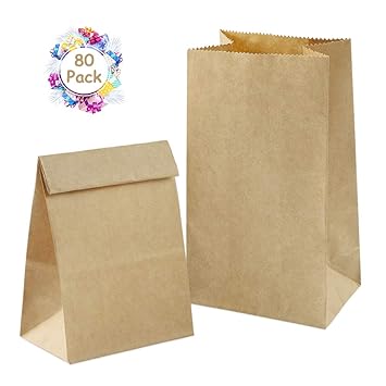 80 Braune Bio Papiertüten, Vegena Papier-Beutel Geschenktüten Kraftpapier Kraftpapiertüten Tüten Adventskalendertüten 70 gr./