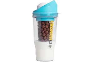The CRUNCHCUP XL Blue - Portable Plastic Cereal Cups for Breakfast On The Go, to Go Cereal and Milk Container for Your Favori