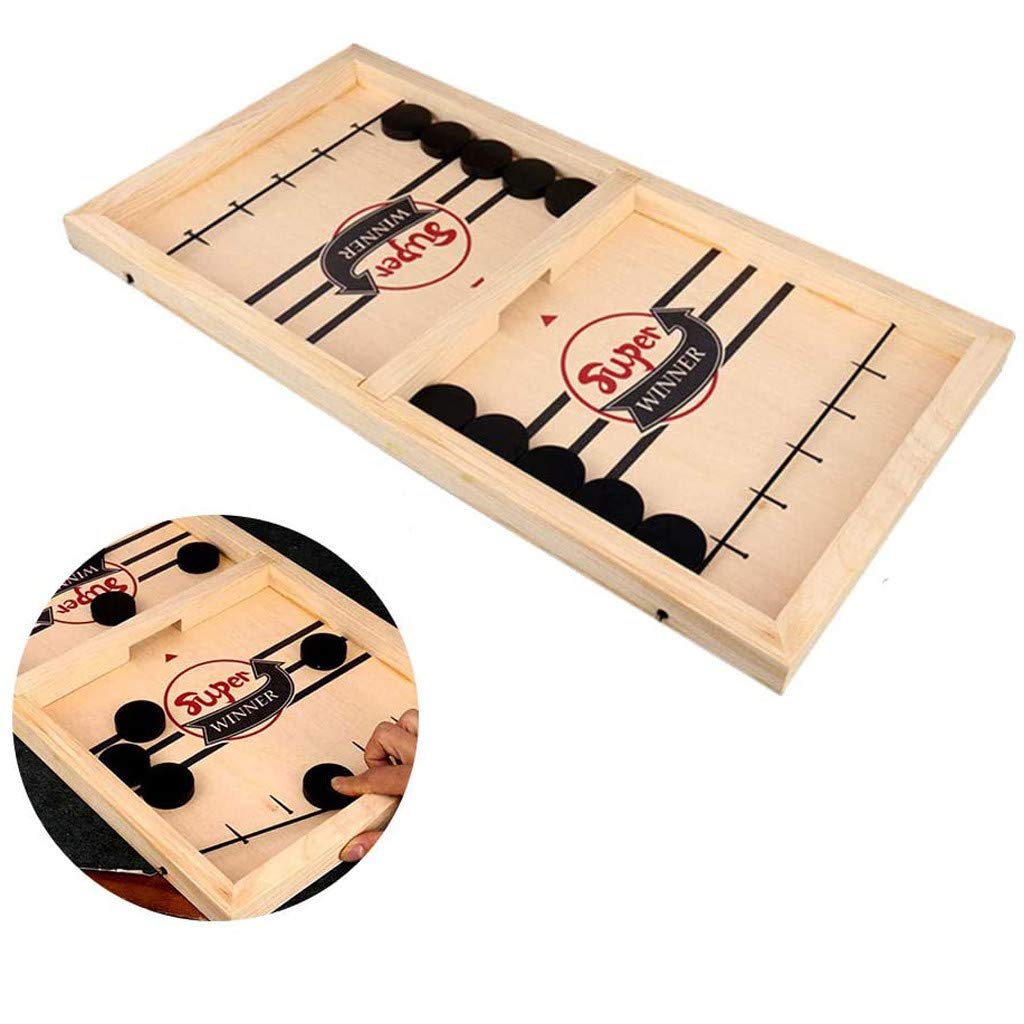 == Wooden Hockey Game,Fast Sling Puck Game Indoor Portable Board Games for Kids/Family, Foosball Win